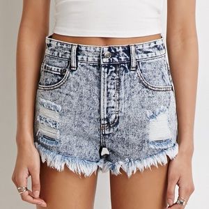 Forever 21 Acid Washed Distressed Shorts